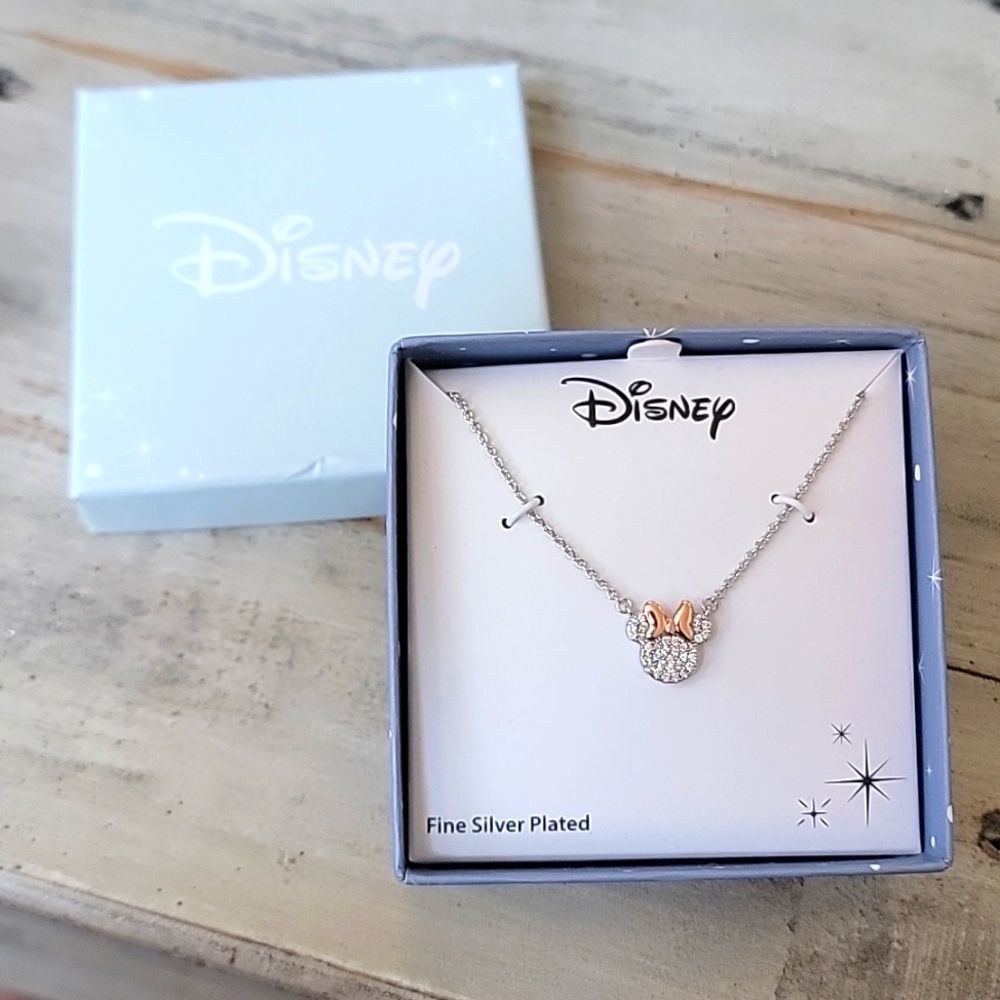 NIB DISNEY MINNIE MOUSE ROSE GOLD &  SILVER NECKLACE